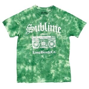 Sublime‎ T Shirt Mens Medium Green Tie Dye Green Boombox Long Beach CA Retro 90s